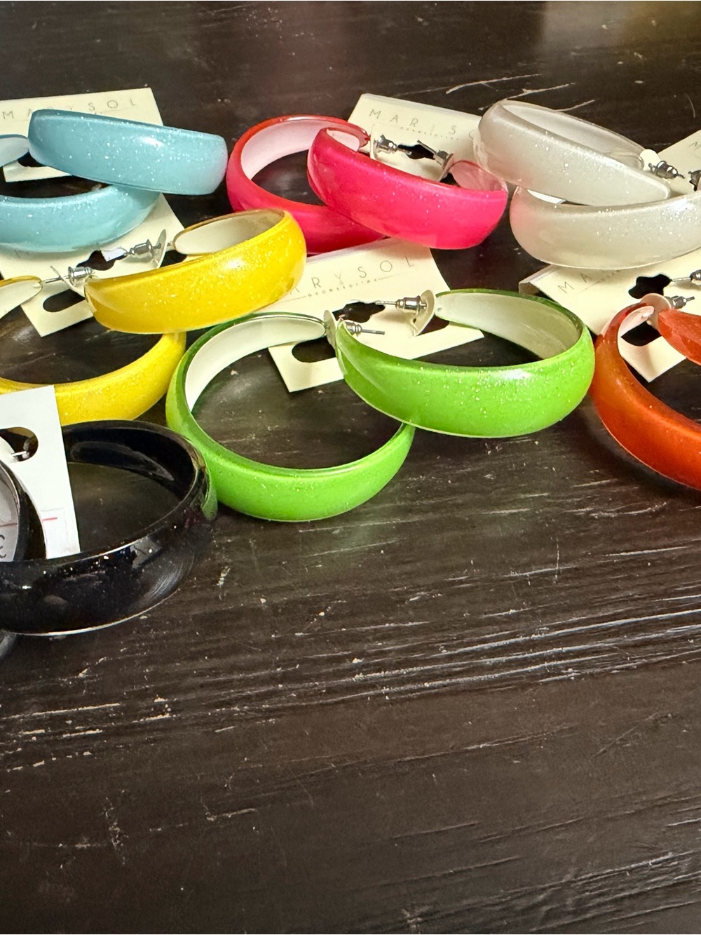7 Pairs Colorful Glitter Hoop Earrings - Assorted Colors
